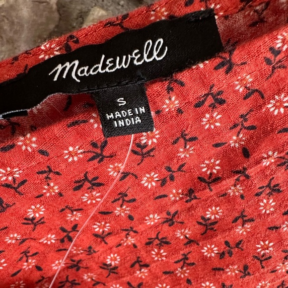 NWT Madewell Tie-Back Peplum Long-sleeve Top Campden Daisies Woman's Size S - Picture 13 of 14